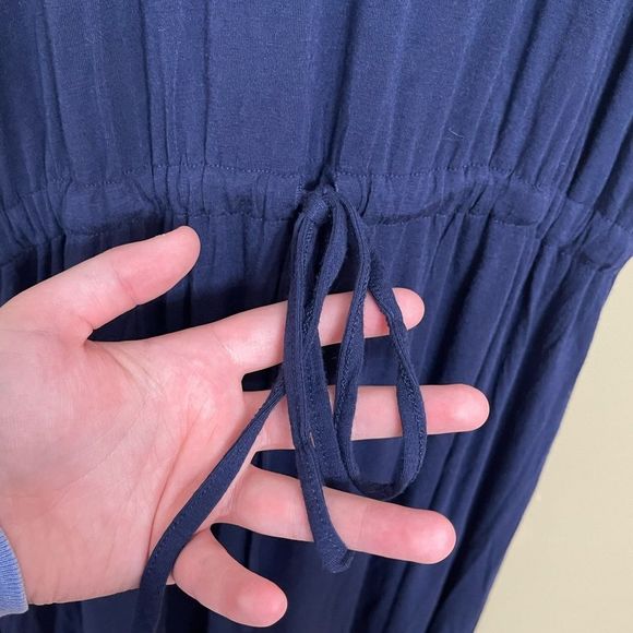 Caslon Women’s Navy Periwinkle Cinch Waist Scoop Neck Maxi Dress Size Small - Picture 6 of 9